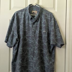 Huk Men's Gray Leaf Print Casual Shirt